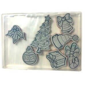 Recollections Cling Christmas Stamps tree holly ornament bell candy cane gift